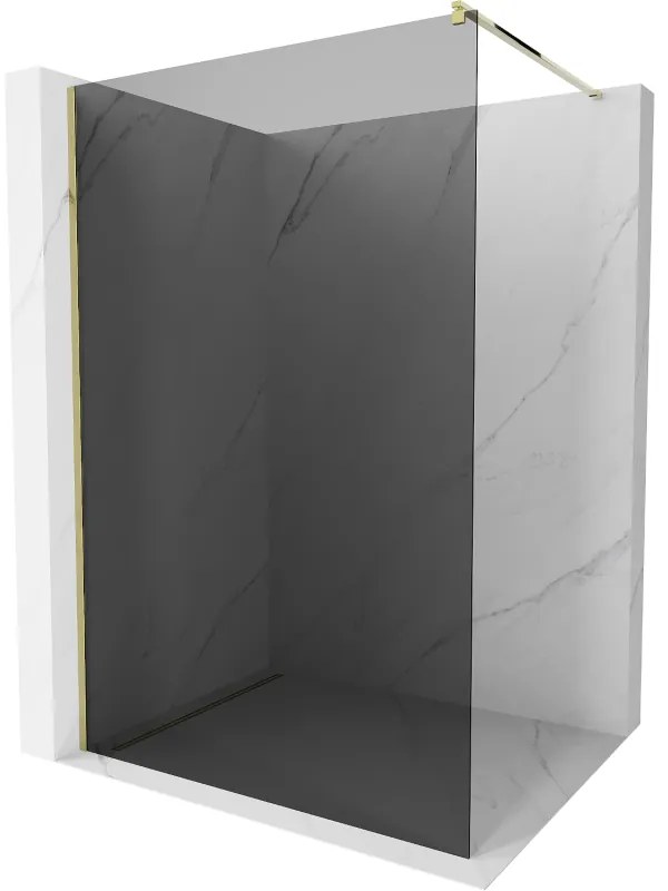 Mexen Kioto sprchová zástena 140x200 cm 8 mm, zlatý profil, šedé sklo, 800-140-101-50-40