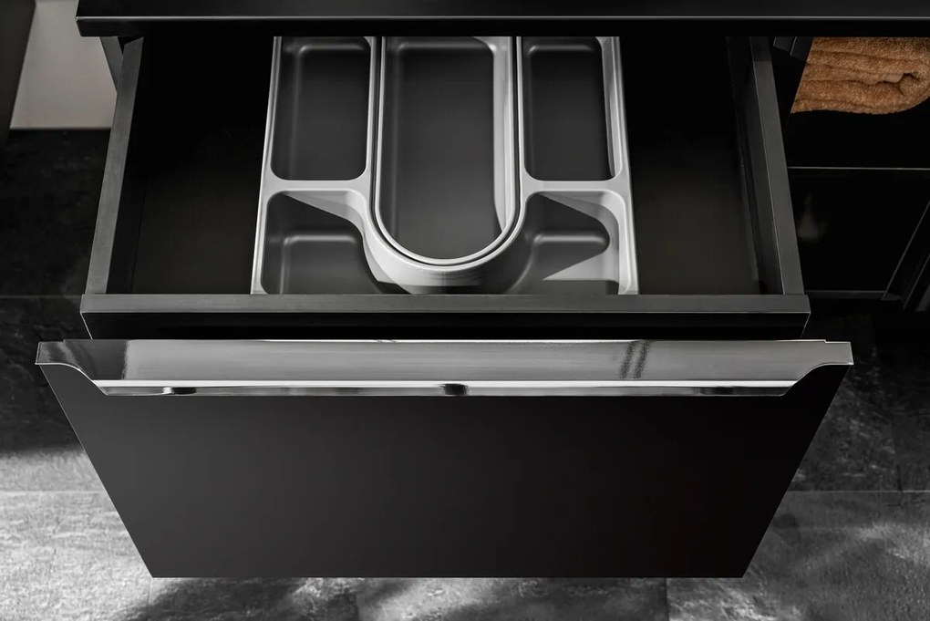 Závesná skrinka SantaFe I s doskou a umývadlom 80 cm čierna/biela