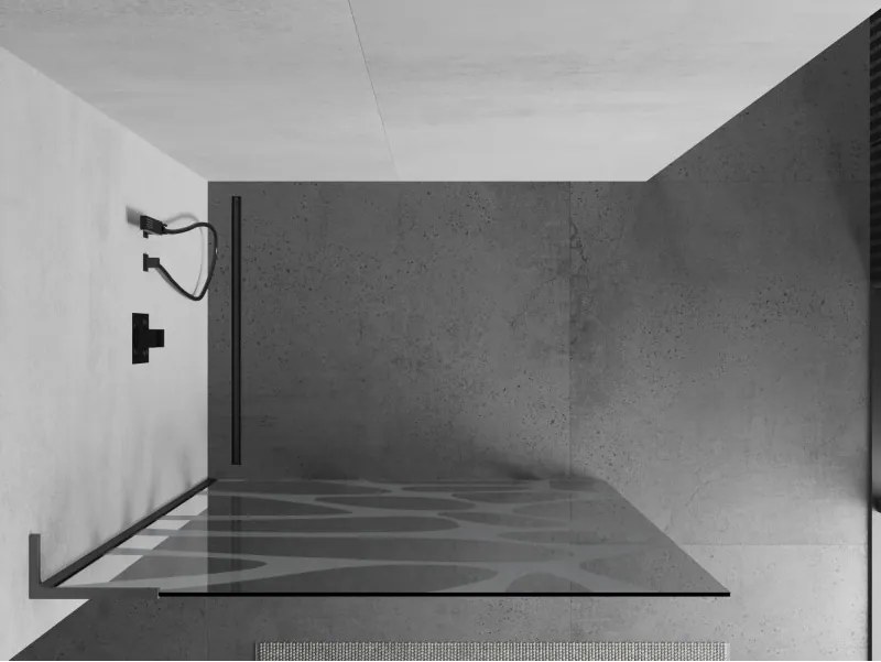 Mexen Kioto L, sprchová zástena Walk-In 70 x 200 cm, 8mm číre sklo biely vzor, grafitový profil, 800-070-103-95-97