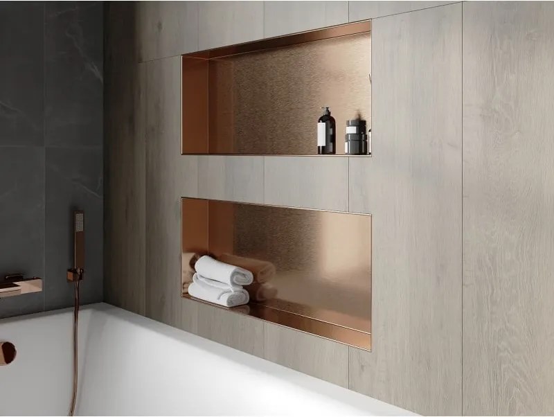 Mexen X-Wall-NR, polica na zapustenie bez príruby 75 x 30 cm, medená matná - 19C1753010