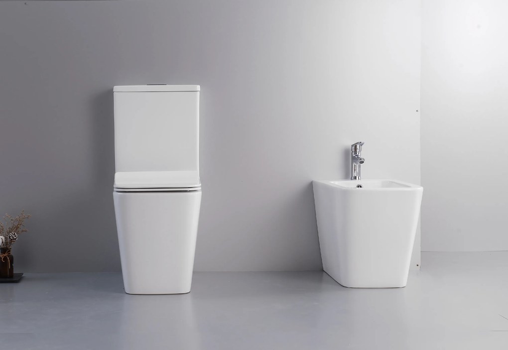 CERANO - WC kombi Bruno, Rimless + UF sedátko - biela lesklá, CER-CER-538765