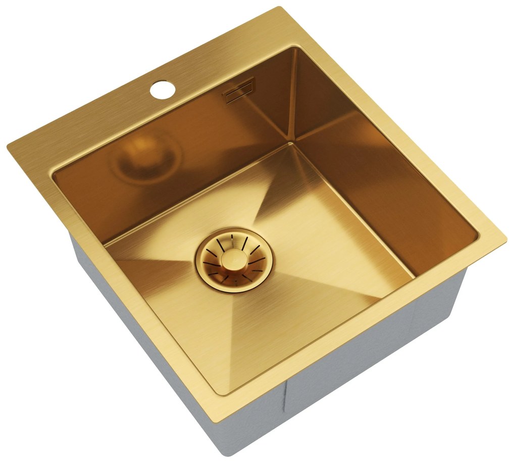 Gamma Gamma, 1-komorový nerezový drez 450x500x210 mm, brúsené zlato, GMA-S4550-GD