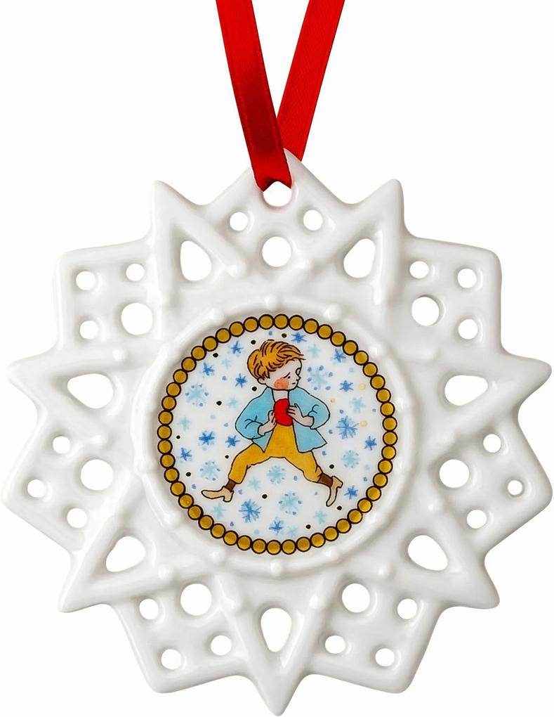Rosenthal porcelánová hviezda motív Chlapec v snehu, Vianočný trh, Ø 7,5 cm