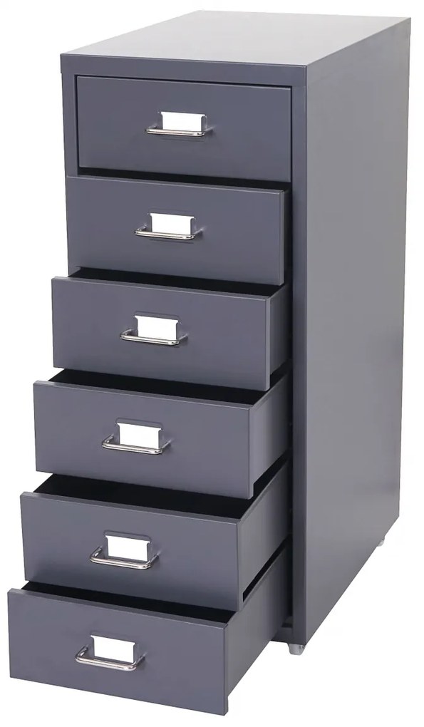 Zásuvková skrinka Boston T851 - 69x28x41cm, 6 zásuviek - tmavo sivá