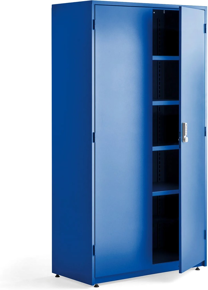 Dielenská skriňa na náradie Supply s el. zámkom, 1900x1020x500 mm, modrá