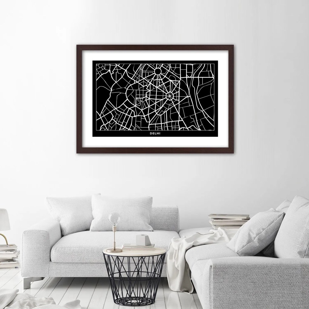 Gario Plagát Plán mesta Dillí Farba rámu: Bez rámu, Rozmery: 100 x 70 cm