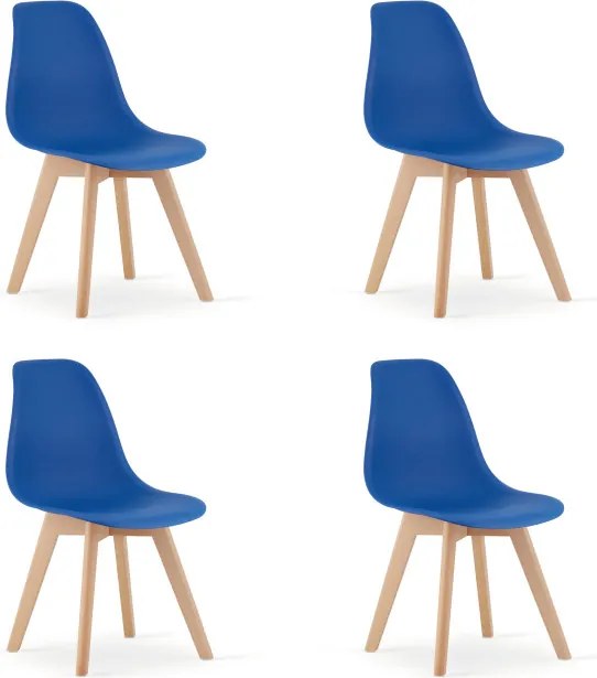 Set štyroch jedálenských stoličiek KITO modré / naturálne nohy (4 ks)