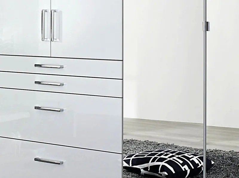 Šatníková skriňa Homburg, 181 cm, biela/lesklá biela