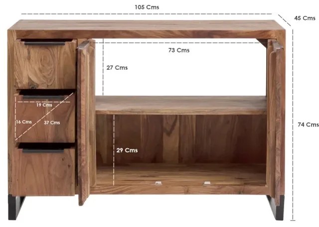 furniture-nabytek.cz - Masívne umývadlo Sydney light I z akáciového dreva, lakované, hnedé – 105×45×74 cm