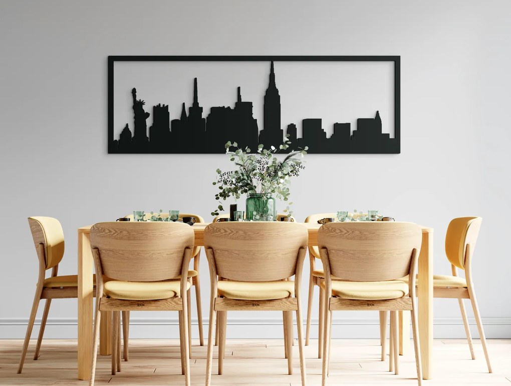 drevko Obraz New York panoráma Rozmer obrazu: 29,5 x 89 cm, Farba dekorácie: Čierna