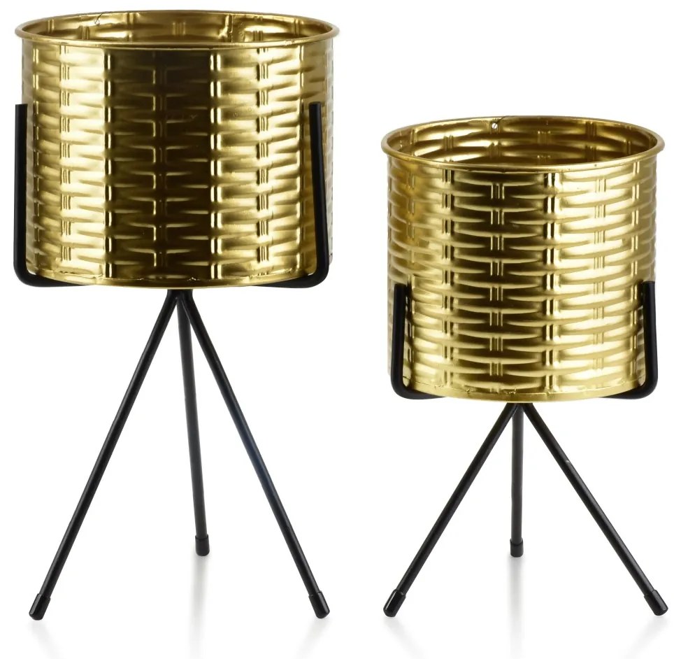 Súprava 2 kvetináčov SWEN 20xh37cm,18xh30cm zlatá