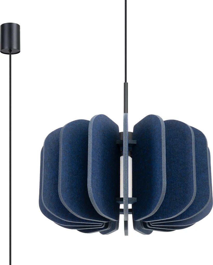 Závesné svietidlo Mula, 1x modré plstené tienidlo, (fi 45cm)