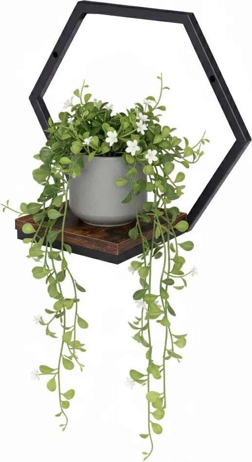 Nástěnný stojan na květiny MELODY 30,5x35 cm hnědý/černý