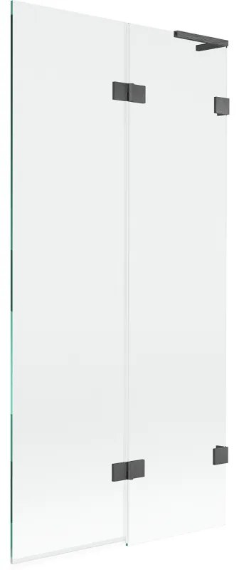 Mexen Lunar L, 2-krídlová vaňová zástena pravá 90 x 150 cm, číre sklo, grafitová, 897L-090-100-66-00-P