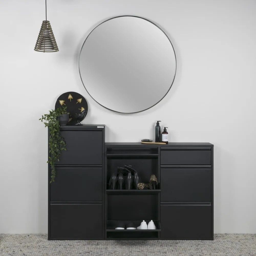 Čierna kovová výklopná skrinka na topánky 98x86x15 cm Billy – Spinder Design