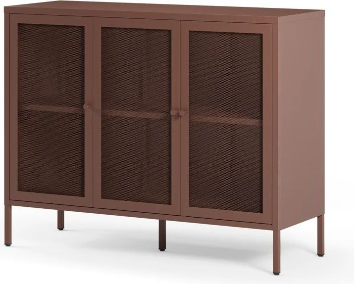 Vínovočervená kovová komoda 121x90x40 cm Fayna – Marckeric