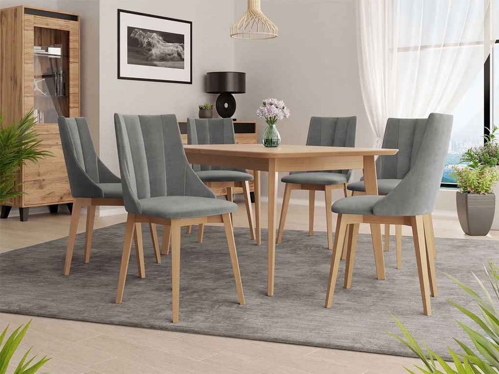 Rozkladací stôl Botiler 140x80 so 6 stoličkami ST97 07, Farby: čierny, Potah: Magic Velvet 2216