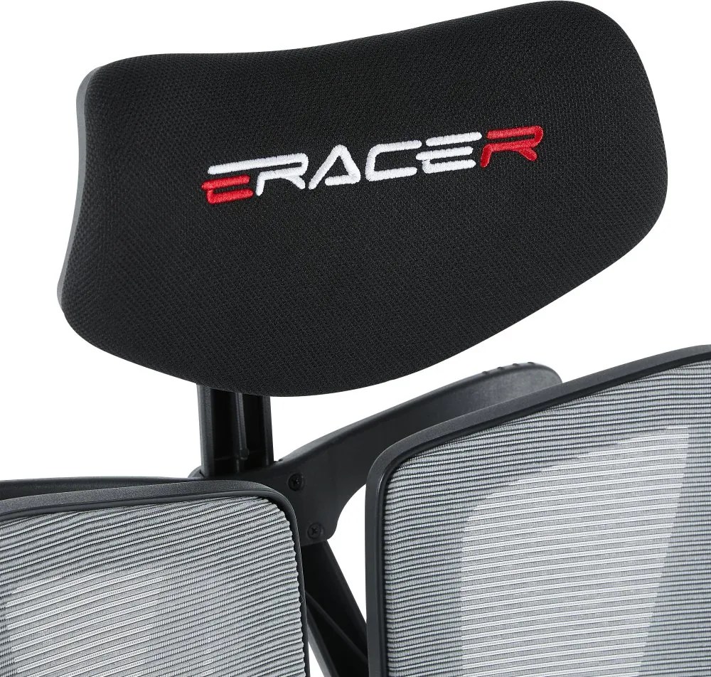 Herná ergonomická stolička ERACER H3246 — sieť / látka, sivá / čierna
