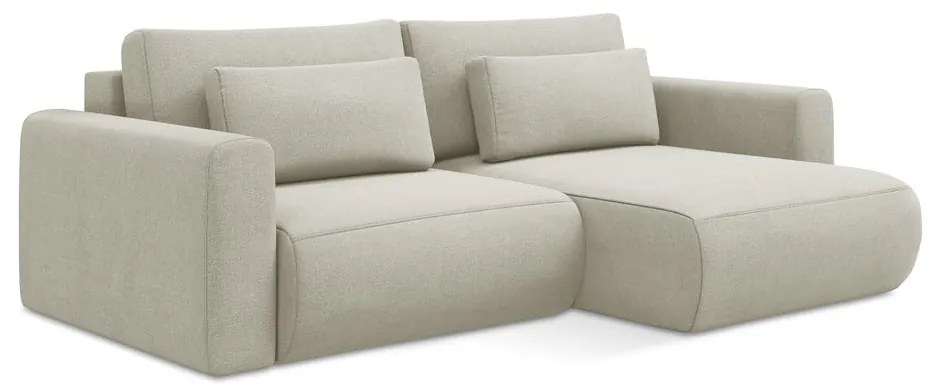 Béžová rozkladacia/s úložným priestorom rohová pohovka (pravý roh/s leňoškou) Kapua – Makamii