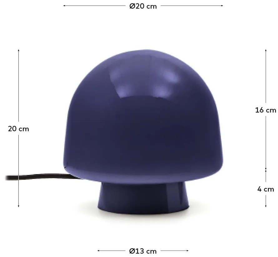 Tmavomodrá stolová lampa so skleneným tienidlom (výška 20 cm) Reig – Kave Home