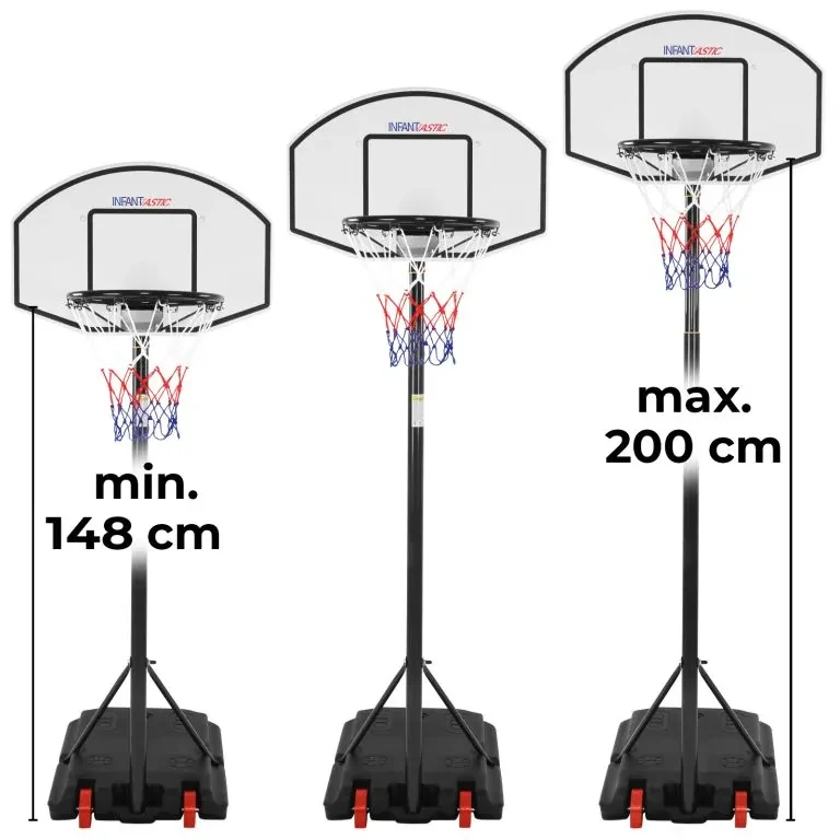 Basketbalový kôš s kolieskami, nastaviteľný 148-236 cm