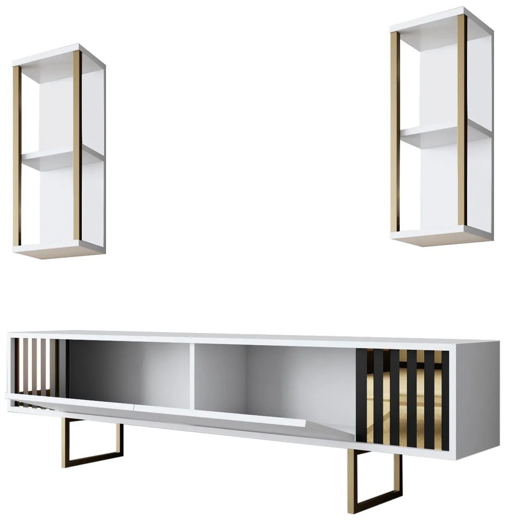 Súprava nábytku do obývacej izby Gold Line biela/zlatá