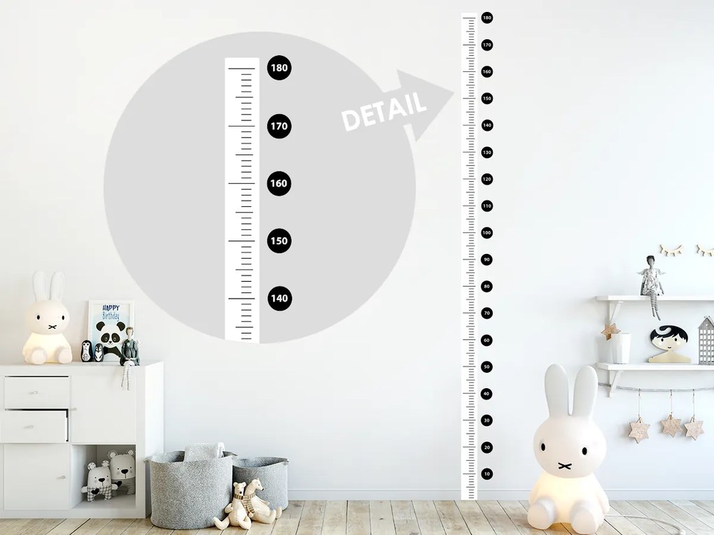 Jednoduchý detský meter nálepka na stenu výška 140 cm