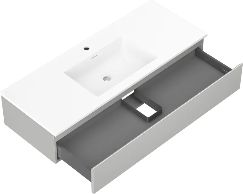 Mexen Orio, kúpeľňová skrinka 120 cm s umývadlom Otis, 1 zásuvka, šedá matná/biela matná, 91A10-12023-1-BF62-W18M01
