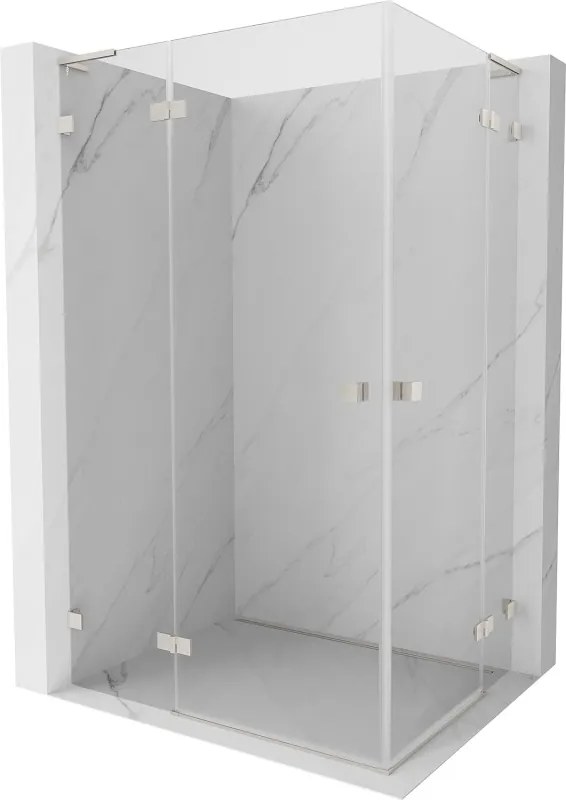 Mexen Lunar, L Duo výklopný sprchový kút 105 x 85 cm, 8mm číre sklo, oceľový profil, 834L-105L-085P-97-00