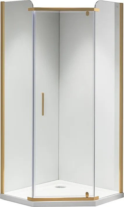 BPS-koupelny Päťuholníkový sprchový kút KZ91A 80x80 zlatá/transparent - bez vaničky