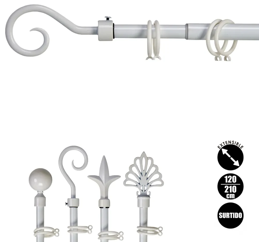 Biela kovová garniža VALANCE LOOP 120-210 cm