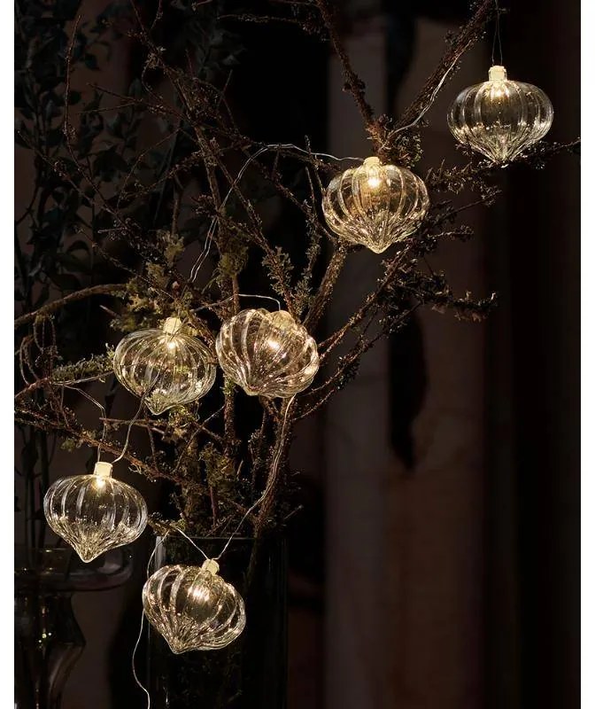 SIRIUS Dekoratívna reťaz LED, sklenené lucerny, číre, 1,5 m