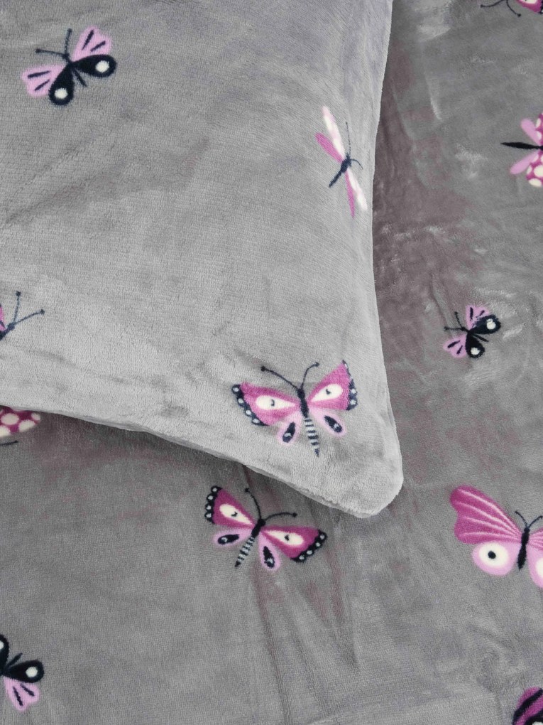 Obliečka na vankúš mikroplyš Exclusive 40 × 60 cm - Motýliky sivé