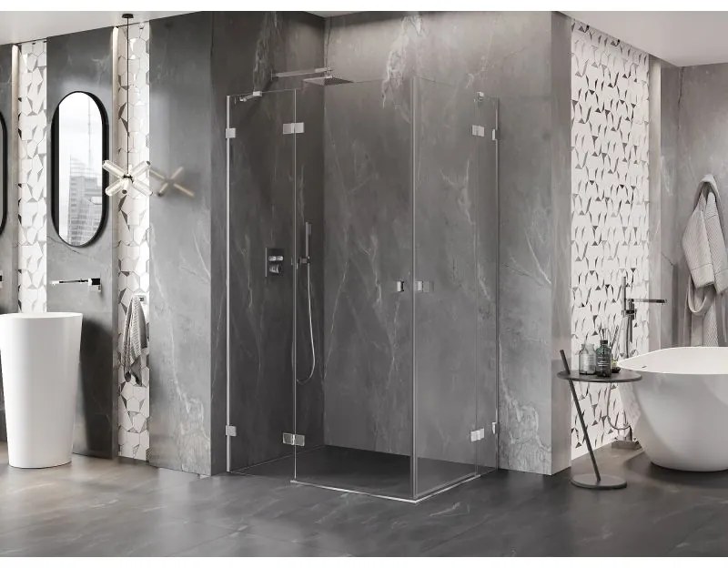 Mexen Lunar Duo, výklopný sprchový kút 110 x 75 cm, 8mm číre sklo, chrómový profil, 834-110L-075P-01-00