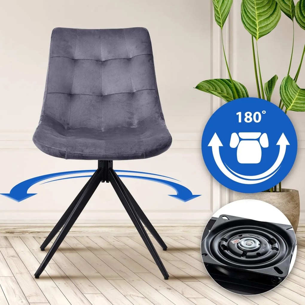 Jedálenská stolička Merna - zamat - Tmavo sivá