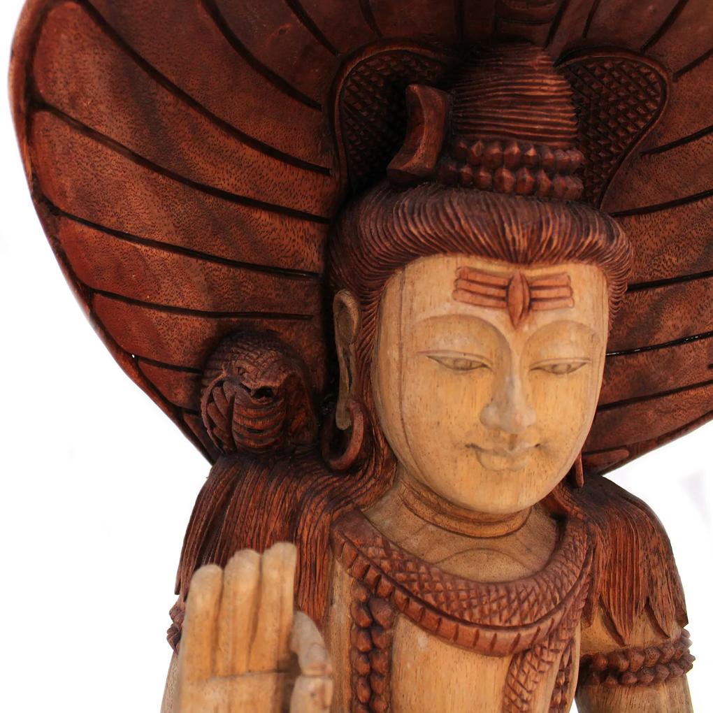 Ručne vyrezávaná socha Buddhu - Shiva s Kobrou 50cm