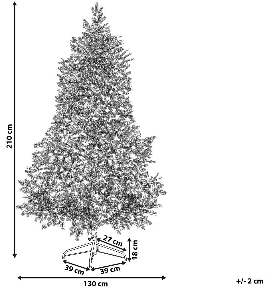Zasnežený umelý vianočný stromček 210 cm biely TOMICHI Beliani