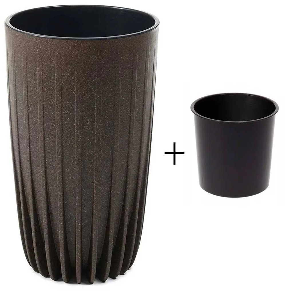 PLASTOVÝ KVETINÁČ STRIPPED ECO 51X30 CM TMAVOHNEDÁ