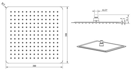 Sapho - Hlavová sprcha SLIM 30x30 cm leštená nerez
