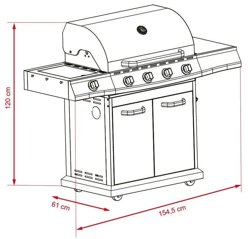 Plynový nerezový BBQ gril s bočným horákom Avenberg PRESTON