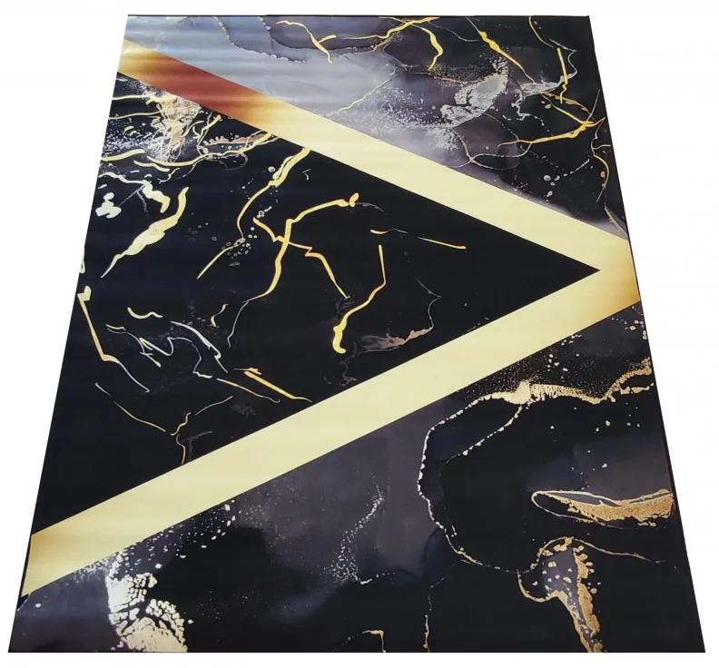 Luxusný čierny koberec so zlatým vzorom Šírka: 60 cm | Dĺžka: 100 cm