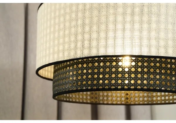 Duolla - Prisadený luster RATTAN YUTE 1xE27/15W/230V pr. 45 cm krémová/čierna