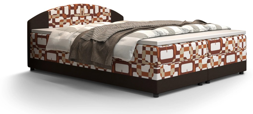 Manželská posteľ Boxspring 140 cm Orlando Comfort (vzor + tmavohnedá) (s matracom a úložným priestorom). Vlastná spoľahlivá doprava až k Vám domov. 1056250