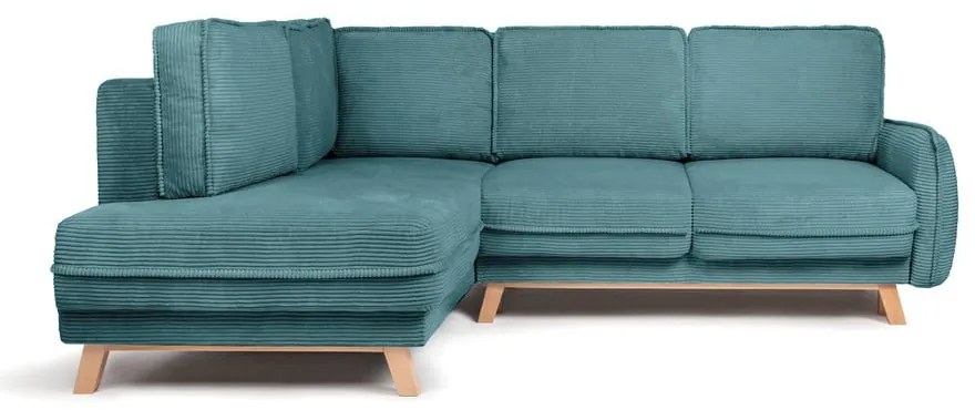 Tyrkysovomodrá menčestrová rozkladacia rohová pohovka (ľavý roh) Tori – Bonami Selection