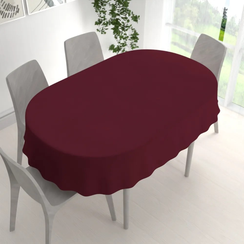 Biante Veľký dekoračný oválny obrus BKU-115 Burgundský vínový 200x260 cm