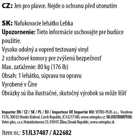 Vetro-Plus Nafukovacie ležadlo Pirátska lebka, 159 x 120 cm