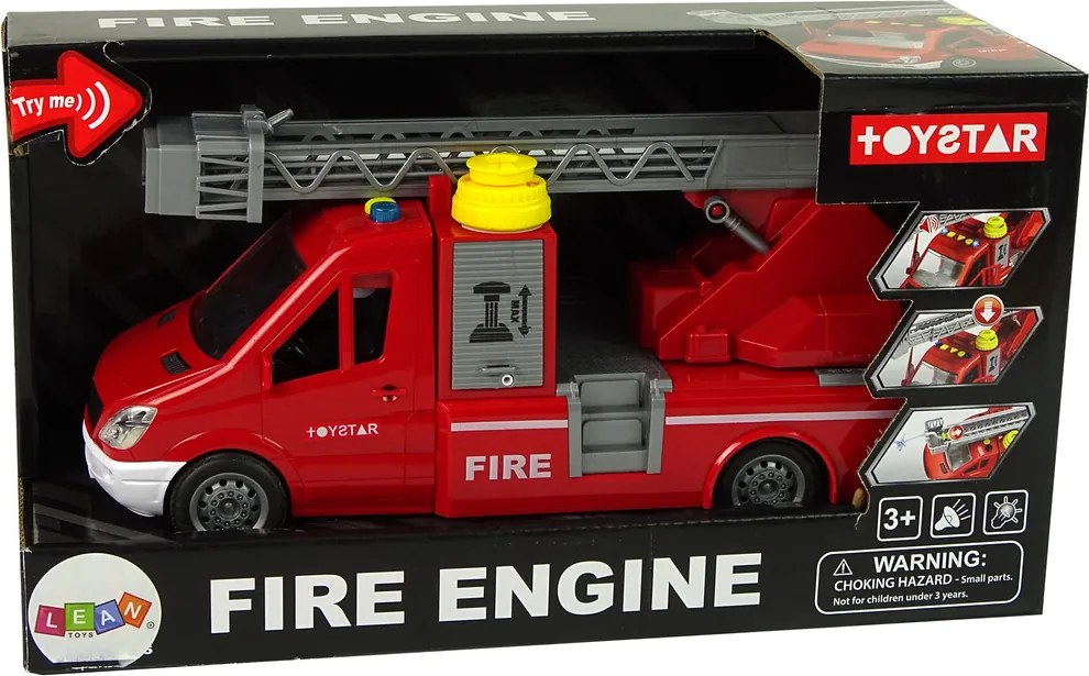 LEAN Toys Hasičský vozík Červené zvuky vody Svetlá