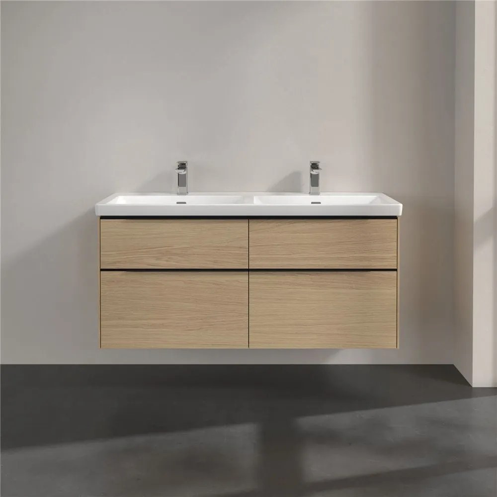 VILLEROY &amp; BOCH Subway 3.0 závesná skrinka pod dvojumývadlo, 4 zásuvky, 1272 x 478 x 429 mm, Nordic Oak, C56801VJ