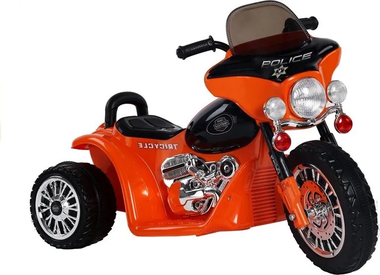 LEAN CARS Elektrická motorka pre deti JT568, trojkolesová, LED, oranžová