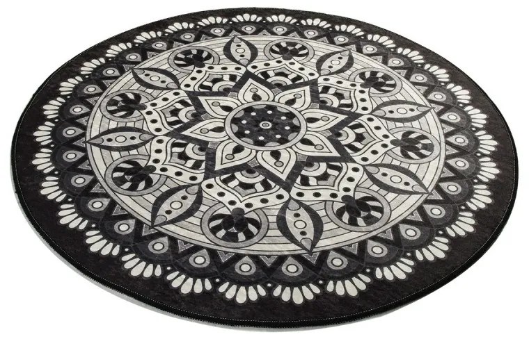 Kúpeľňový koberec Damal 100 cm čierny